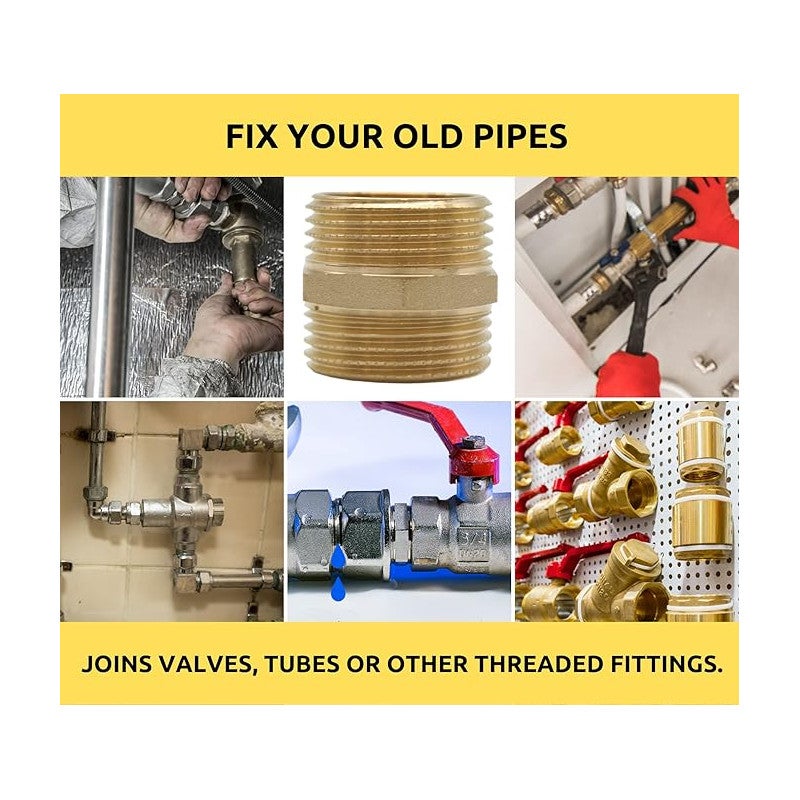 Lot de 5 Mamelon Laiton mâle 3/4'' | Accessoire en laiton Aenor | Bouchons filetés en laiton | Mâle Fileté en Laiton pour Air, E - 4