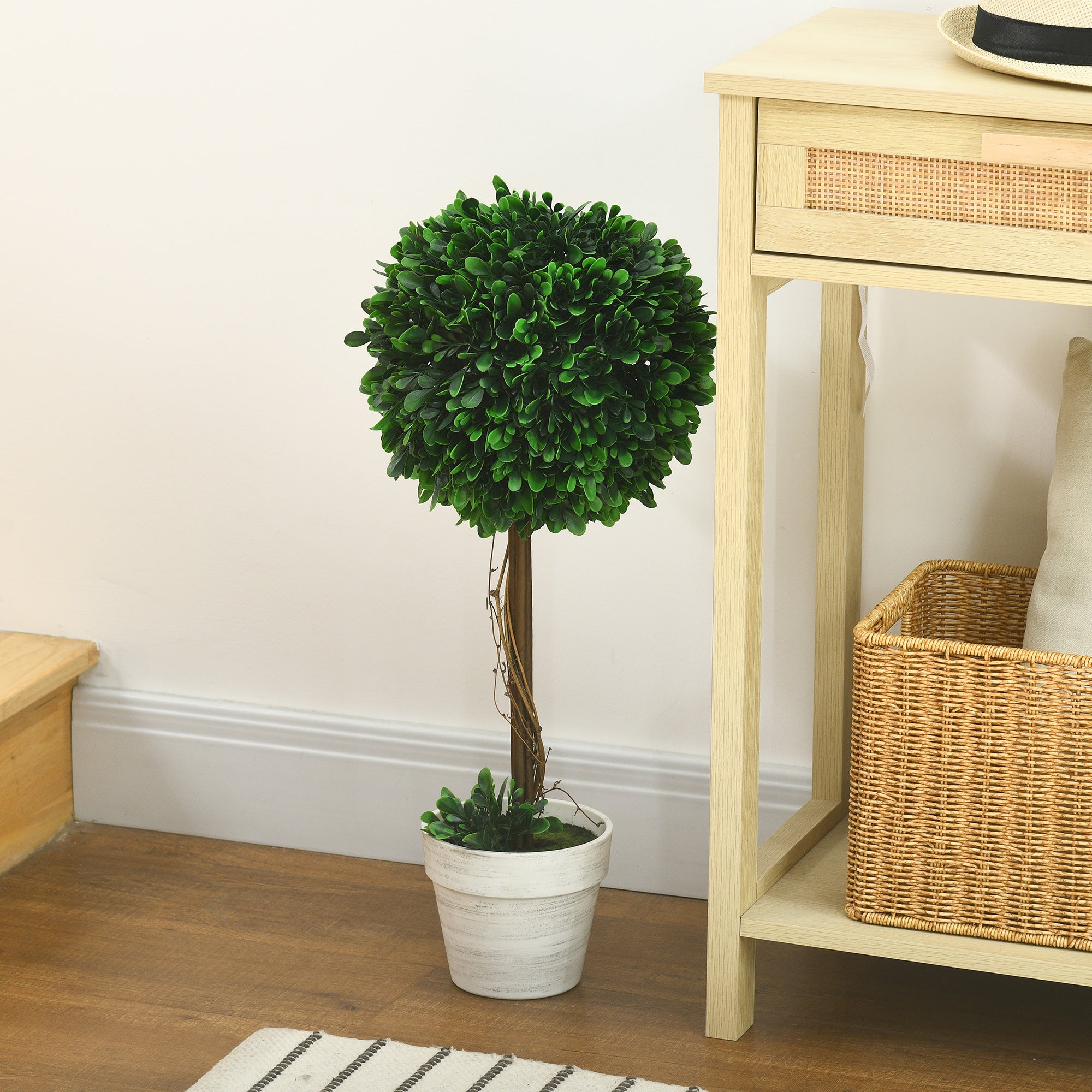 Lot de 2 buis artificiels de 60 cm, résistants aux UV, avec pots, pour décoration de salon, vert - 6