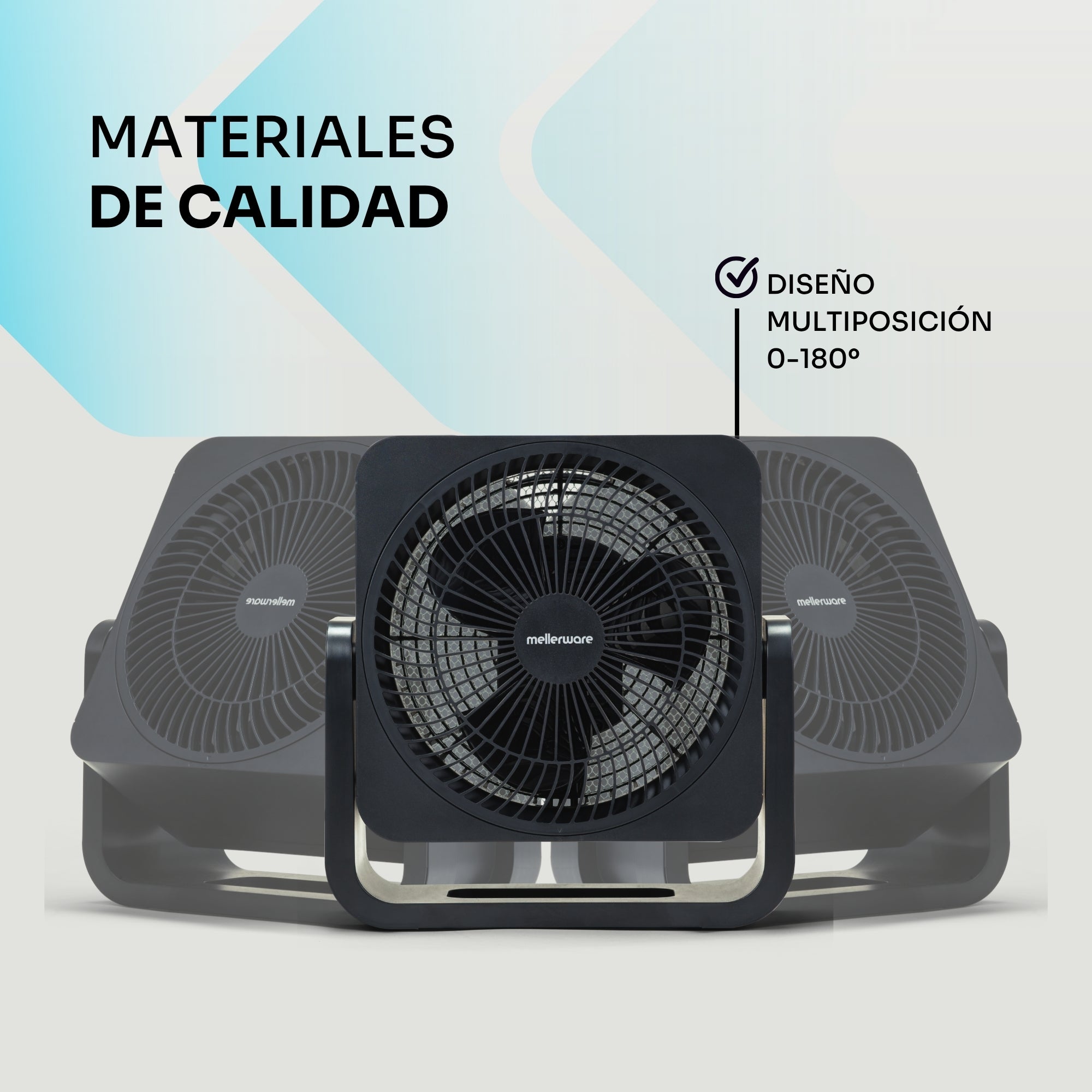 Ventilador de mesa silencioso Mellerware Air Power 30 | 30 W de potência | 3 velocidades | 3 pás | Fluxo de ar refrescante | Fácil de transportar | Al - 4