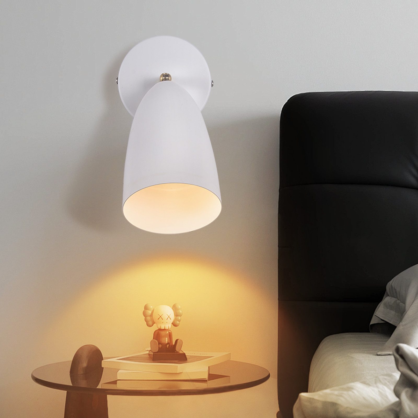 ZMH Biała, zabytkowa lampa ścienna do wnętrz, regulowana, reflektor ścienny do sypialni, maks. 40 W