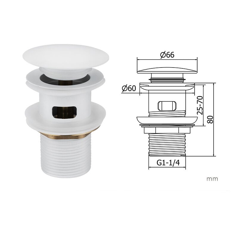 Garniture de vidage pour lavabo avec trop-plein, bonde de vidage, Pop Up Valve,Garniture de vidage universelle pour lavabo et plan de toilette - 2