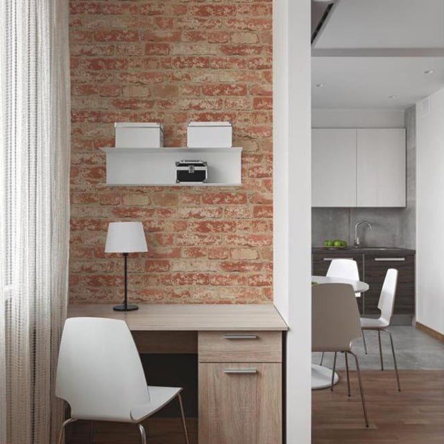 Papier peint adhésif repositionnable réutilisable motifs briques rouges 5x0,50m