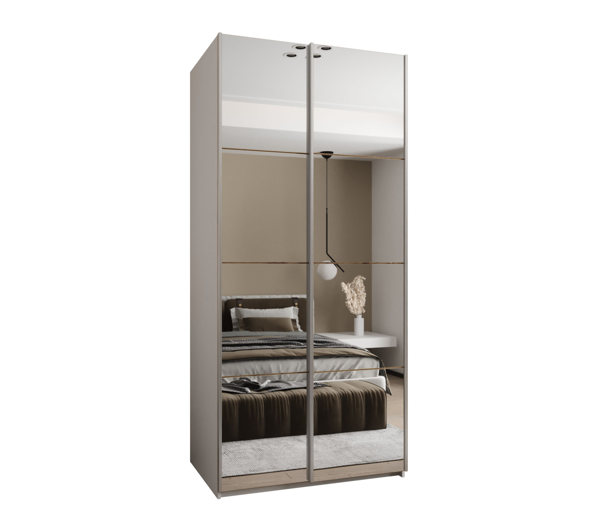 Szafa przesuwna wysoka Lux 2 120 x 64 x 245,5 cm biały + artisan + u. srebrny - Abiks Meble