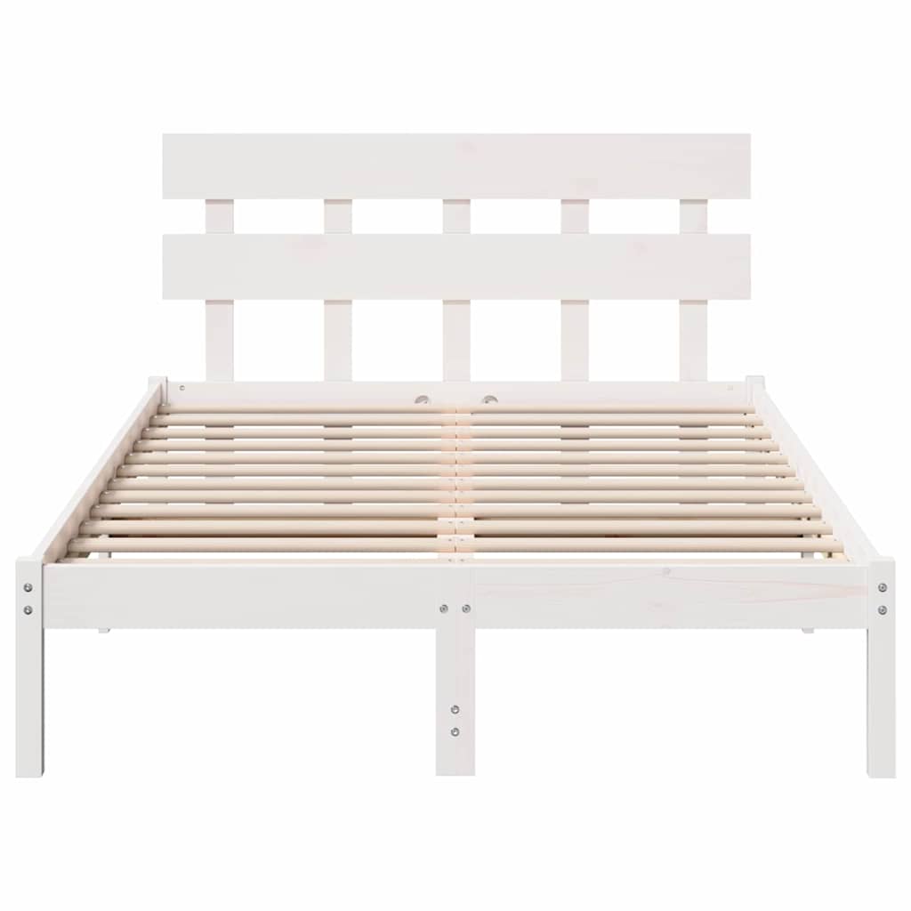 Cadre de lit en bois de pin massif blanc, pour la chambre, 120 × 190 cm - 5