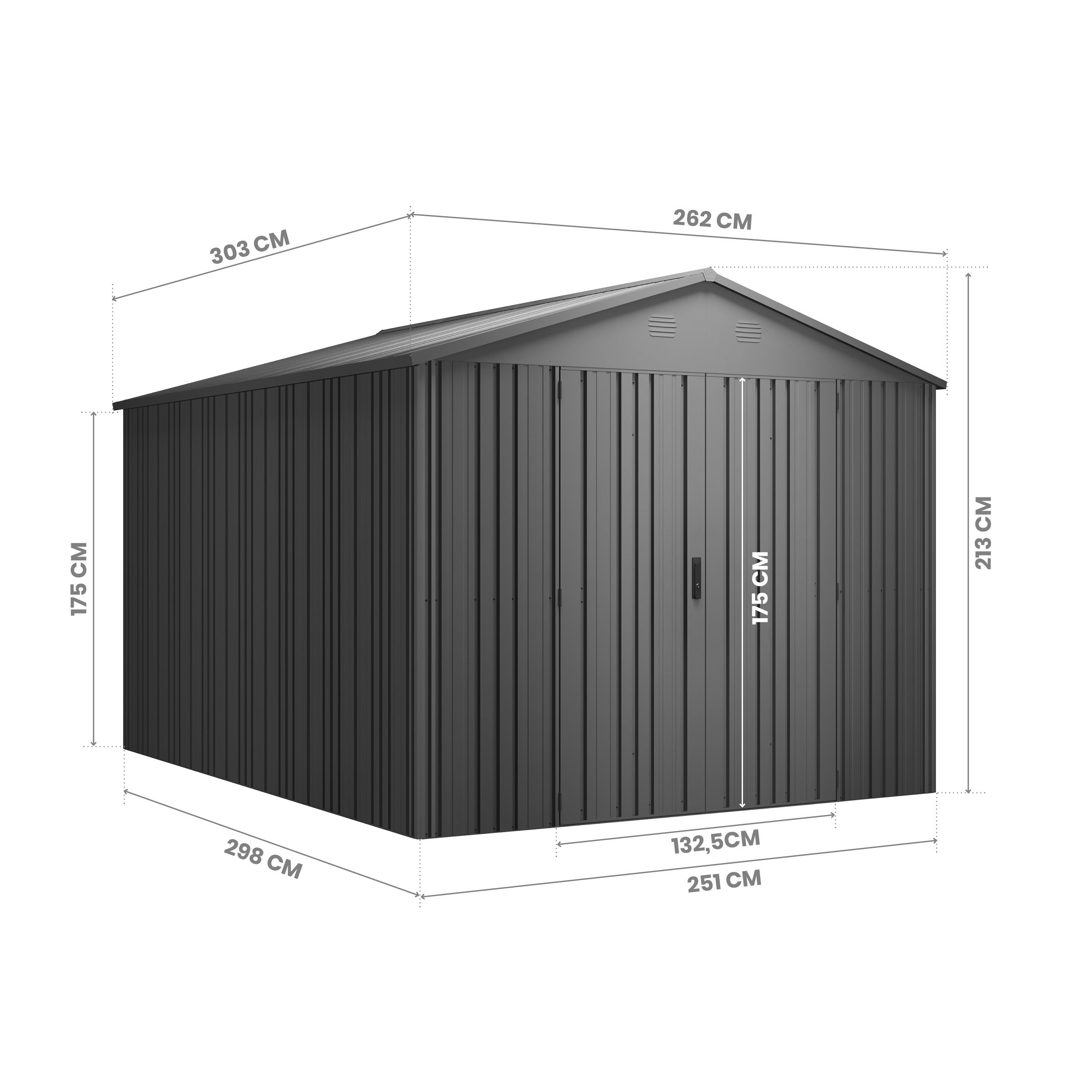 Abri de jardin métal Pioneer Y90 - Structure autoportante - Portes renforcées - Serrure avec clé incluse - Piliers en V - Cabane extérieur 7,94m2 - 9