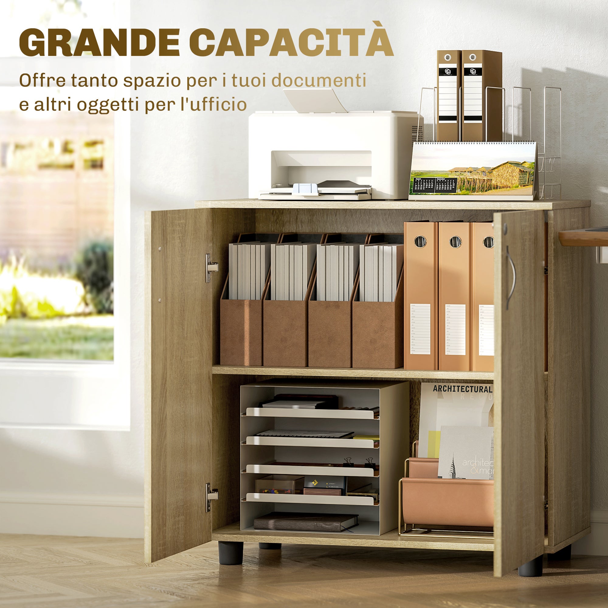 PZCC Meuble de rangement - rangement pour bureau - 2 portes - 80 × 40 × ...