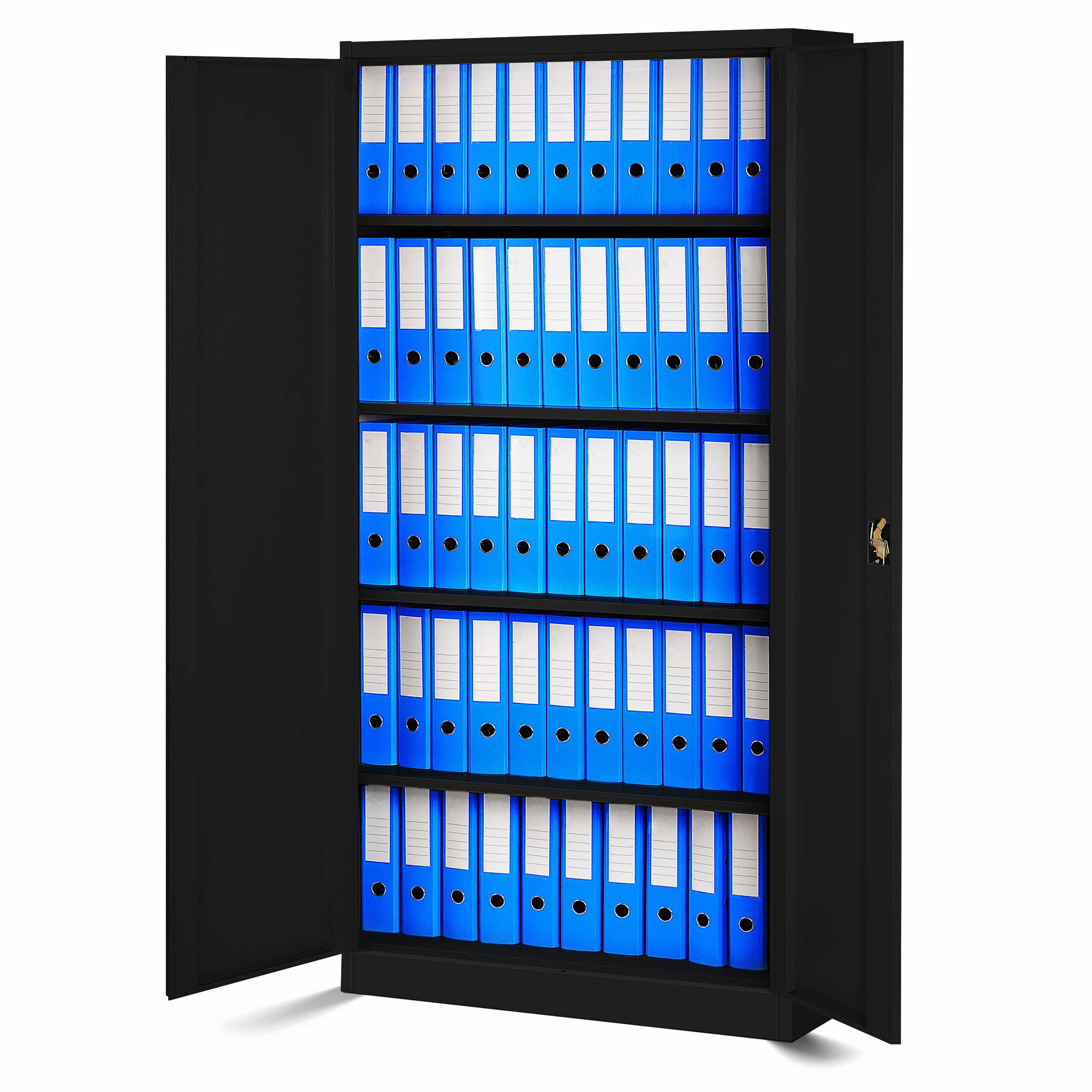 Armoire de Bureau de Rangement Métallique 4 étagères réglables 185 cm x 90 cm x 40 cm Noir - 6
