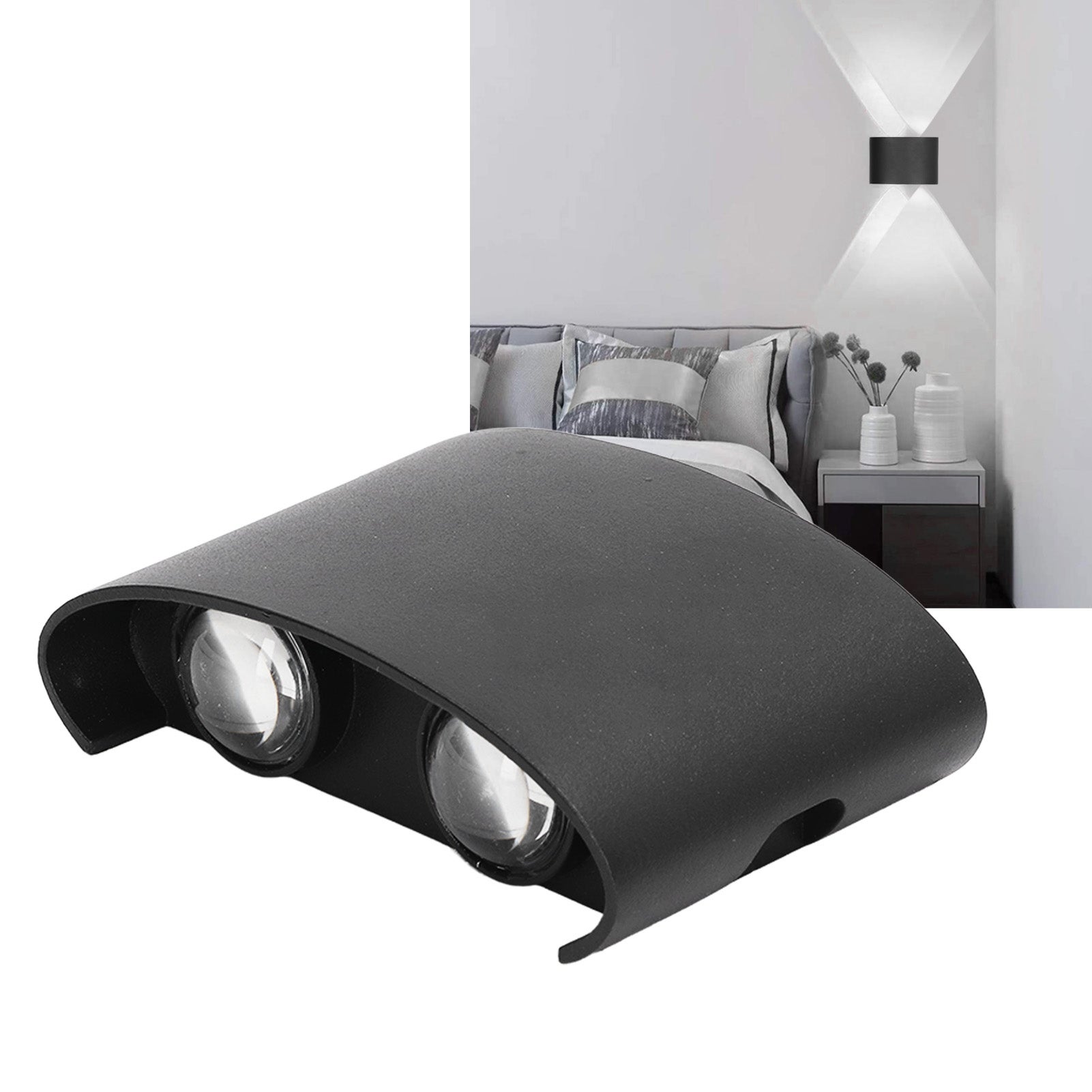 Wodoodporna, nowoczesna lampa LED Applique do dekoracji wnętrz i na zewnątrz 90-265V 4W Czarna Obudowa Ciepłe Światło