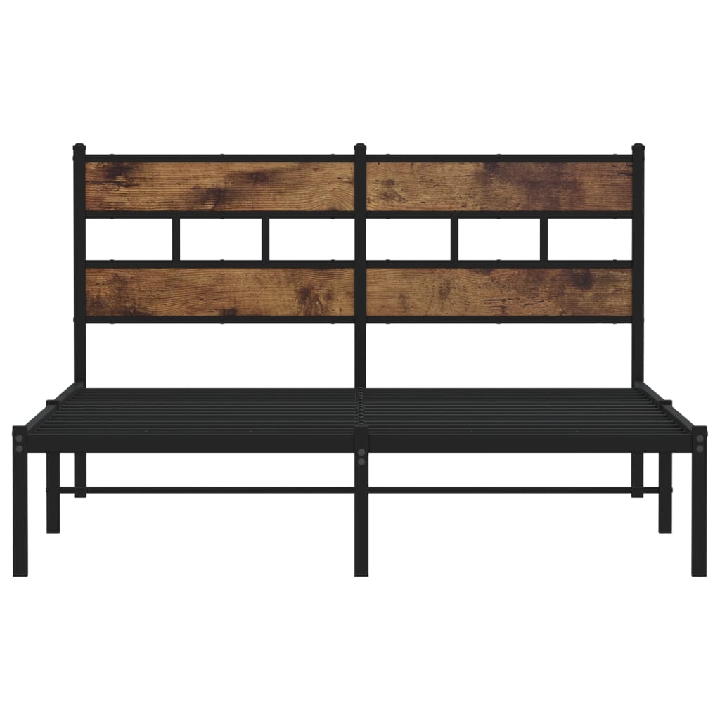 Cadre de lit en métal sans matelas chêne fumé 160 x 200 cm - 4
