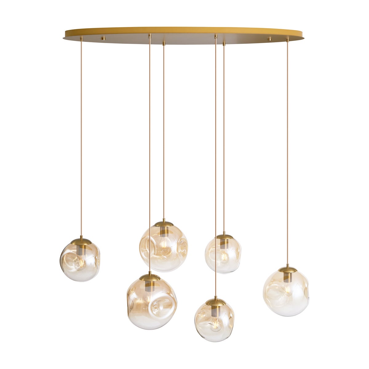 Qazqa art deco lampe suspendue pour table à manger - Douglass - doré/laiton, max. 15w, e27, à 6 lumières, 125cm, idéal pour la - 6