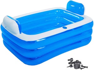 MTINRNI Porte-Gobelet Gonflable Flottant 2 En 1 – Plateau 8 Emplacements, Pompe Incluse, Idéal Piscine, Plage, Fêtes D’Été