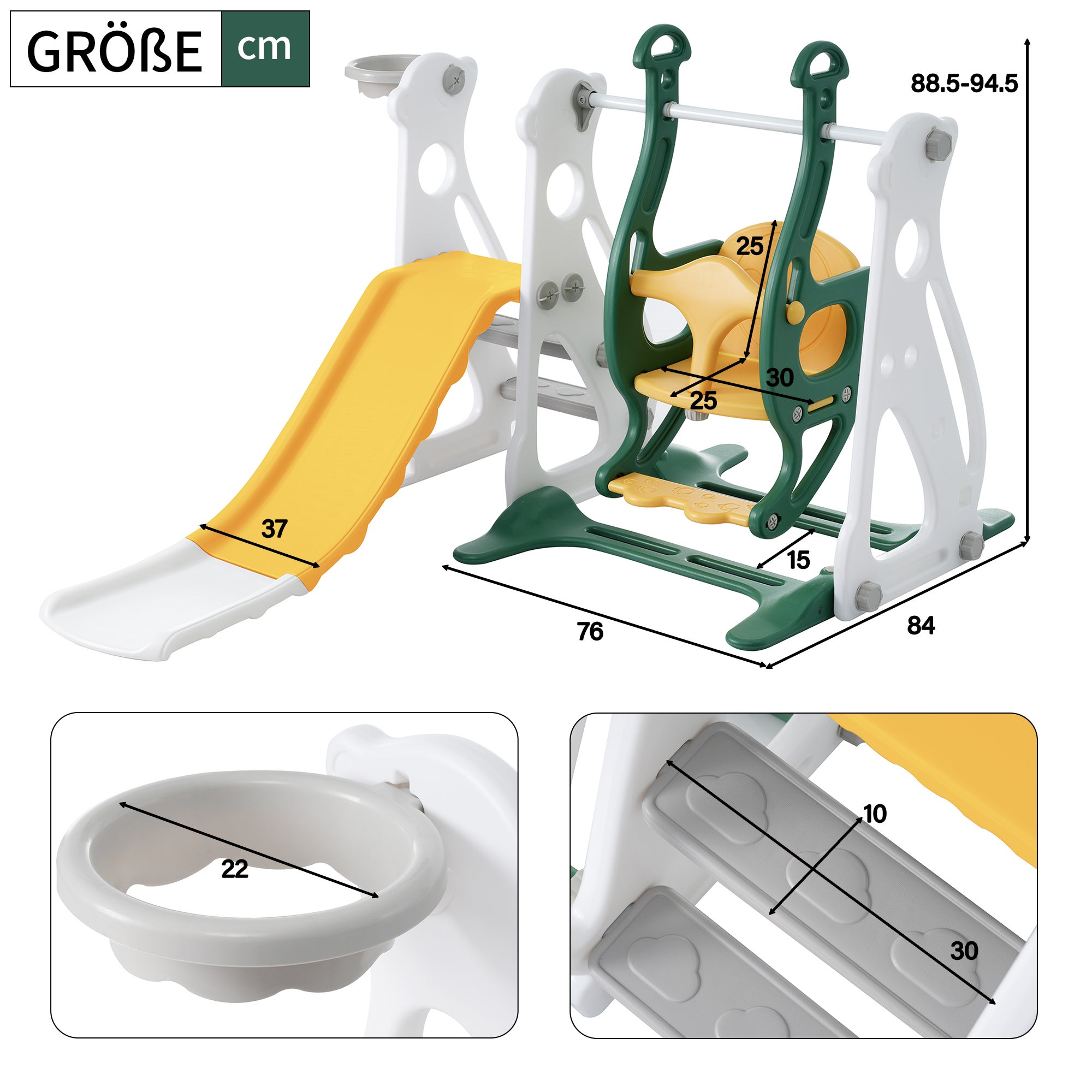 Toboggan pour Enfant 4 en 1 avec Panier de Basket, Escalier, échelle d