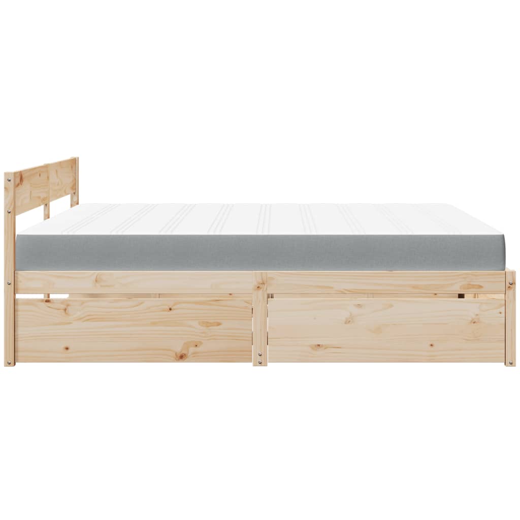 Lit avec tiroirs et matelas, en bois massif de pin, pour la chambre, 200 × 200 cm - 5
