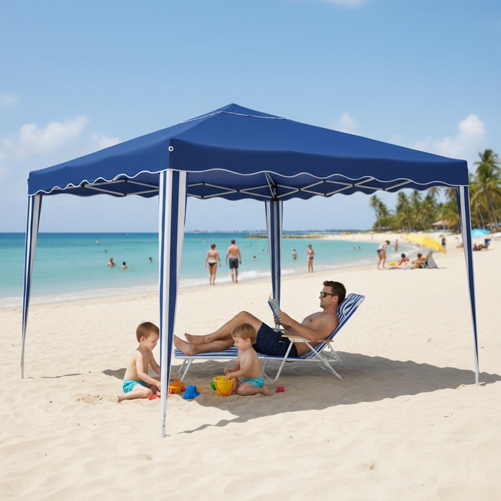 Carpa gazebo plegable azul de acero de 3x3 metros MONTY - 3