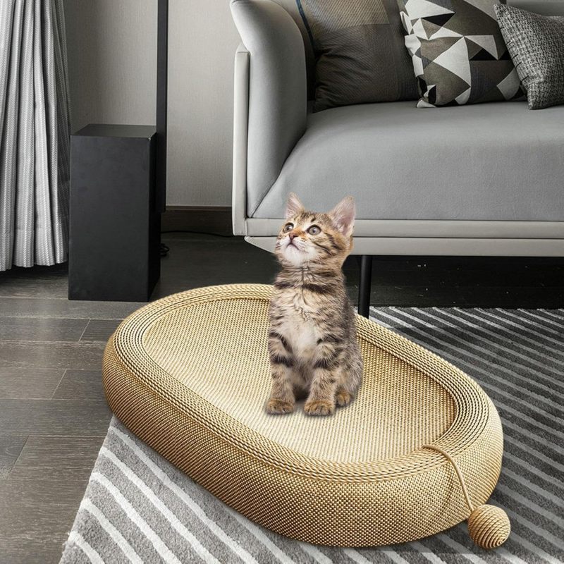 Cama arranhadora de sisal trançado para gatos com corda resistente, ninho e brinquedo tudo-em-um, não solta pelos e é resistente a arranhões para dive - 2
