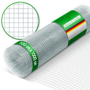 Wiltec Grillage Volière Acier Galvanisé - Mailles 13 Mm, Hauteur 1 M X 25 M, Fil 0,6 Mm - Clôture Lapins, Poules, Jardin, Animaux