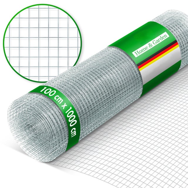 Grillage métallique 100 cm x 10 m, Mailles Fines, Galvanisé, Mailles : 6,3 x 6,3 mm