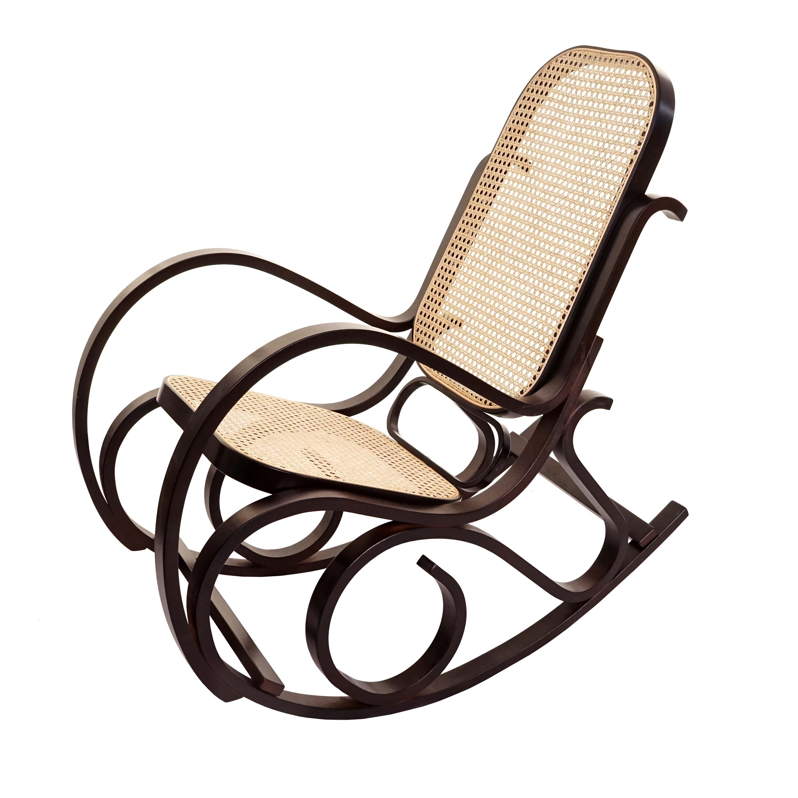 Mecedora m41, sillón columpio sillón tv, madera maciza de ratán, certificado mvg ~ aspecto nogal