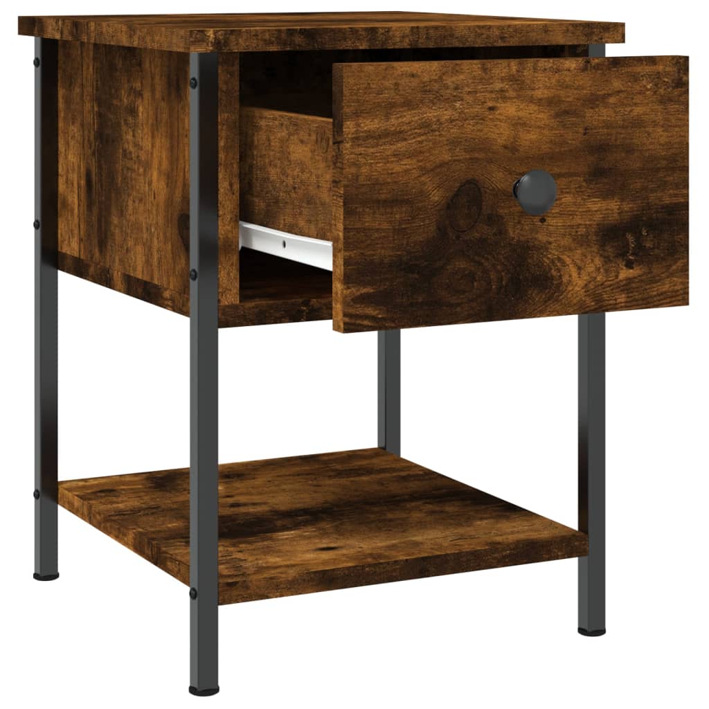 Table de chevet chêne fumé 34x35,5x45 cm bois d'ingénierie - 4