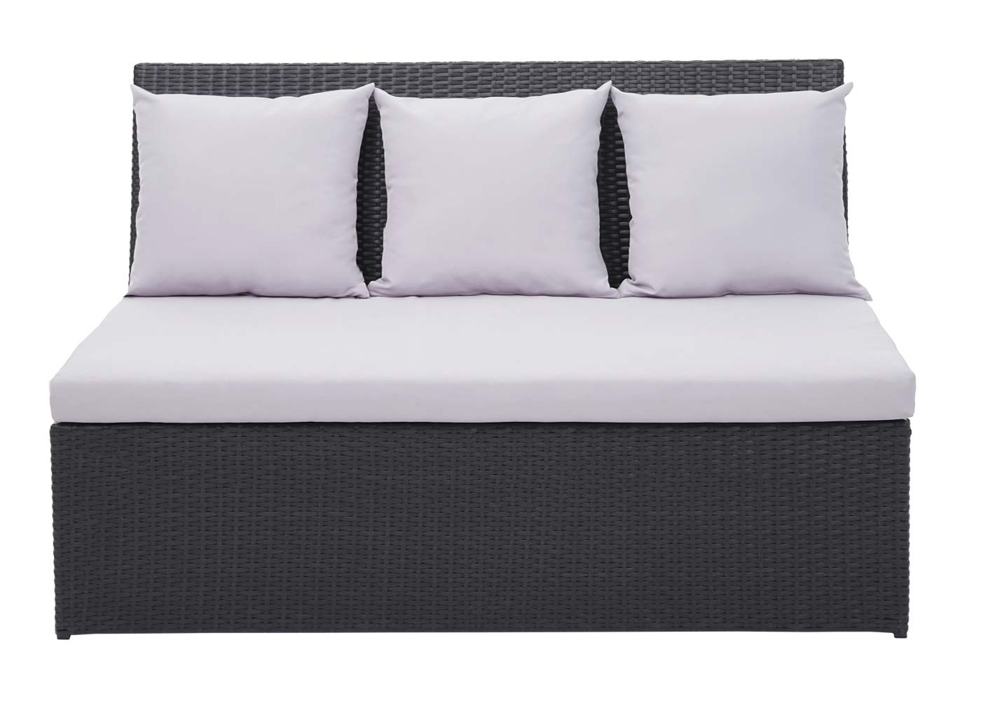 Zestaw z polirattanowym wykończeniem HWC-G16, zestaw ogrodowy/wypoczynkowy, gastronomiczny 2x2 sofa stół ~ czarny, poduszki jasnoszare - 7