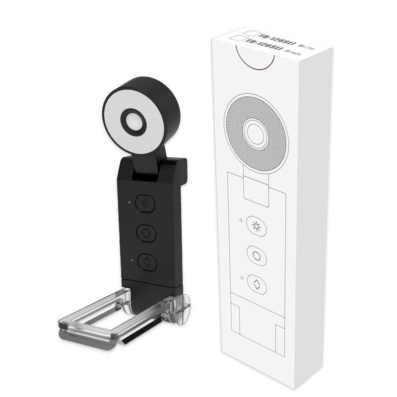 Okrągła lampka do czytania z klipsem USB, 5 temperatur, regulowana, składana, idealna do czytania w nocy, długa żywotność baterii – czarna