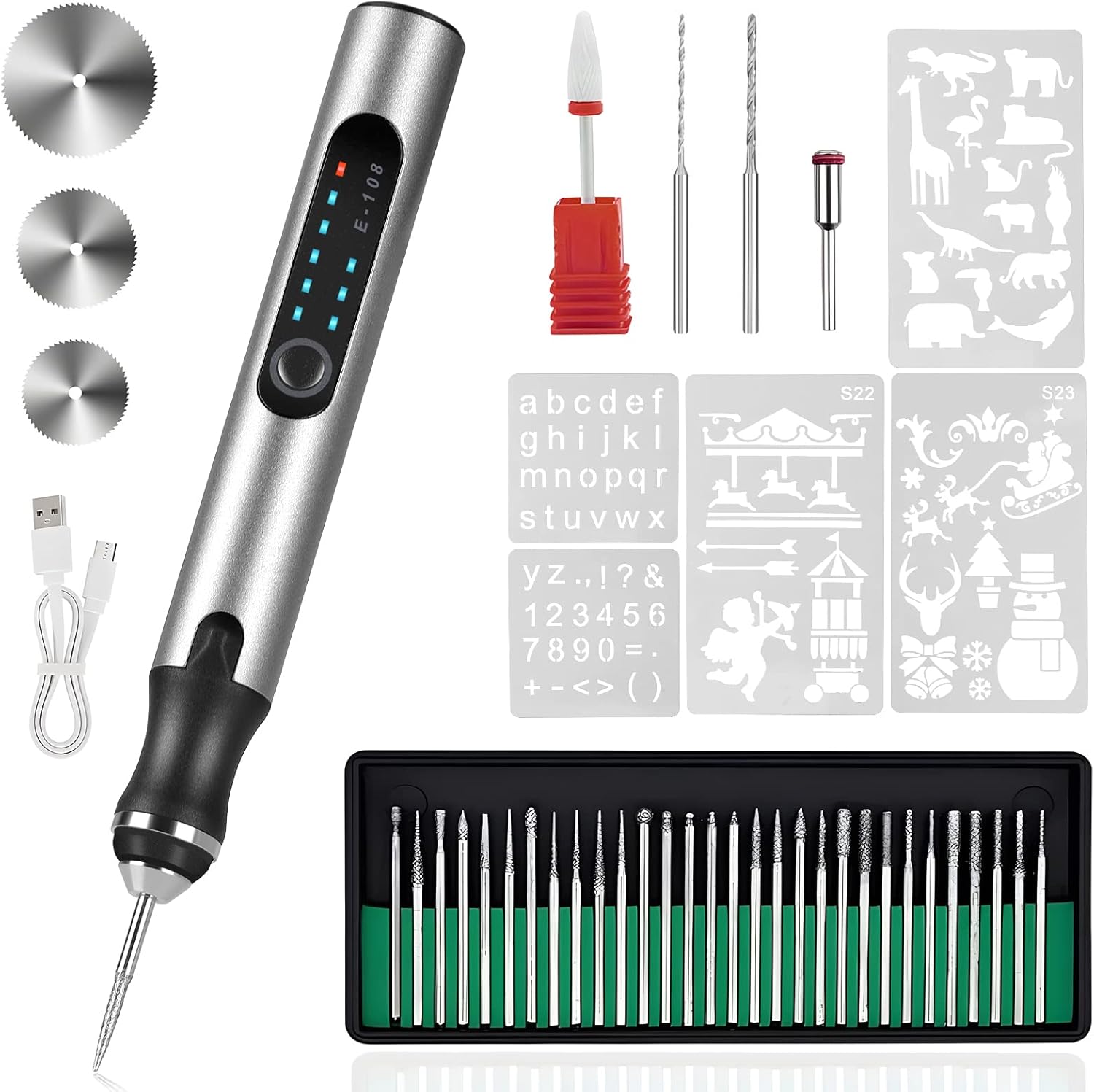 Elektryczny długopis grawerujący, bezprzewodowa maszyna grawerująca ładowana przez USB, odpowiednia do grawerowania biżuterii (srebrnej).