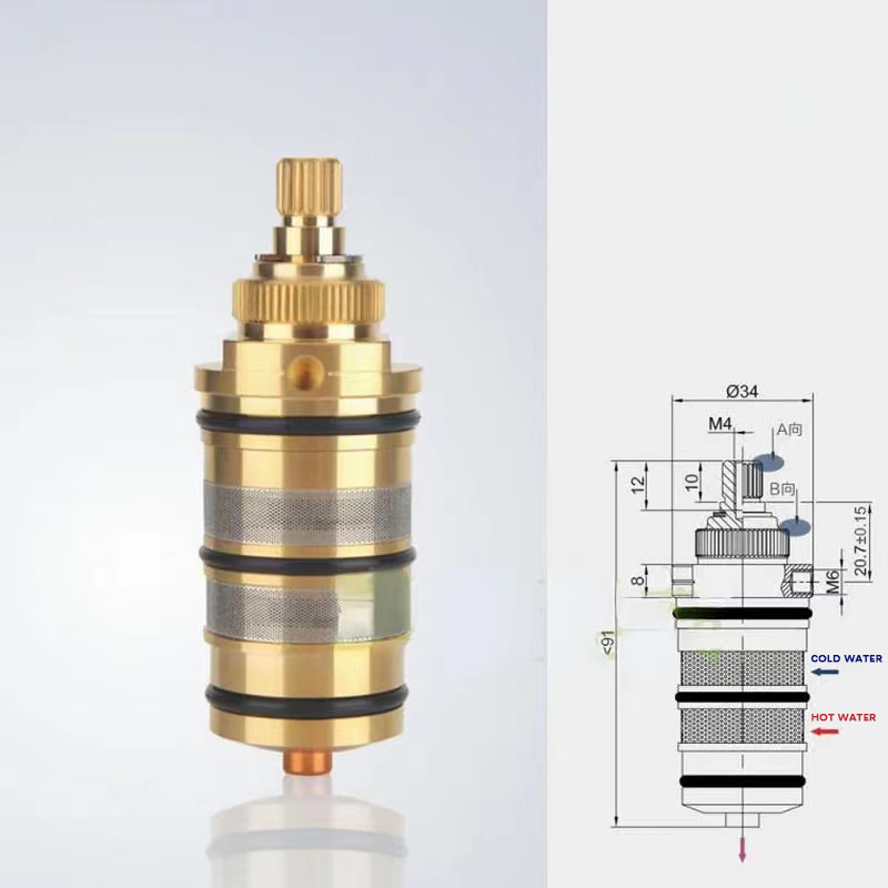 Cartouche thermostatique et poignée en laiton pour baignoire-douche, pour mitigeur barre de douche cartouche mitigeur de douche - 4