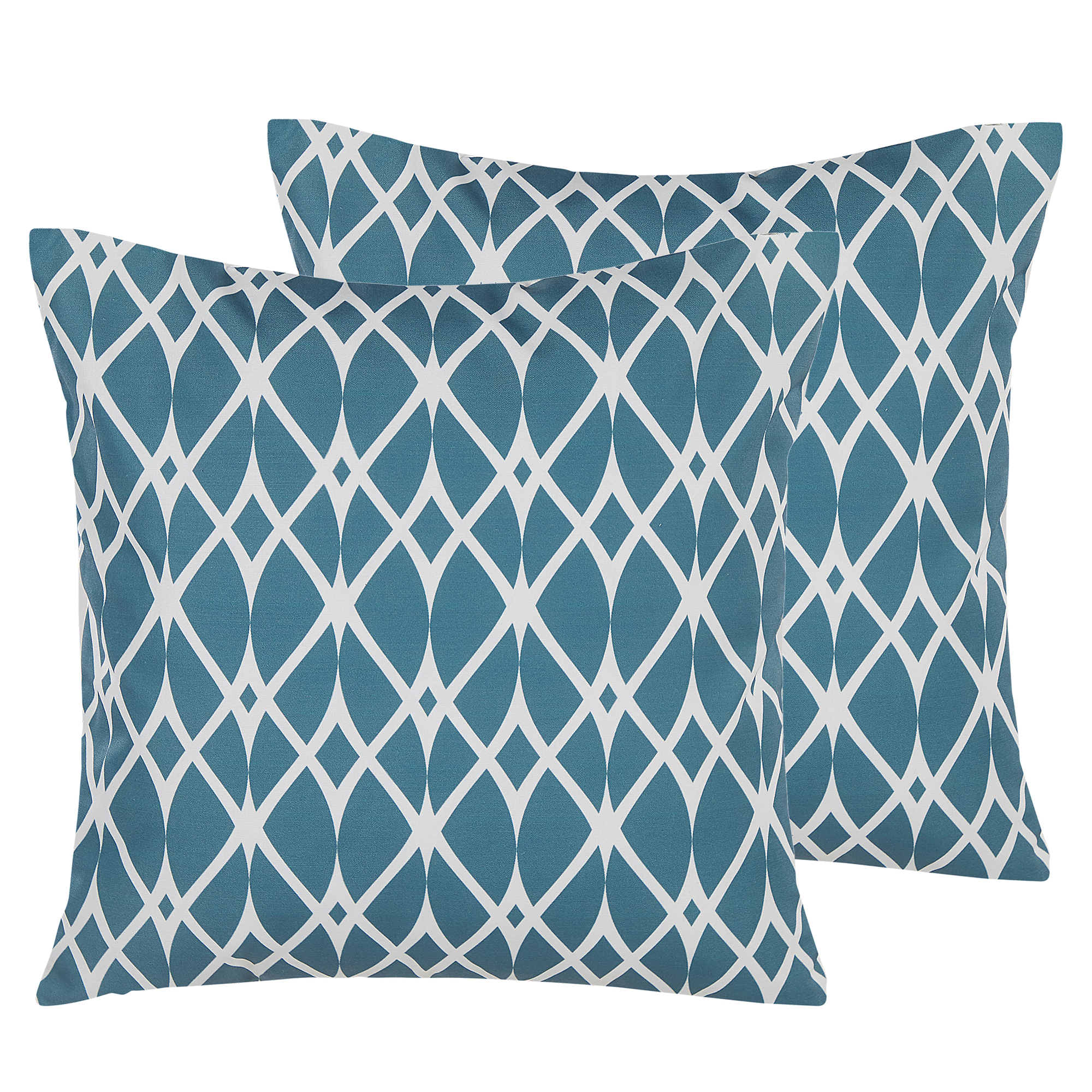 Beliani conjunto de 2 cojines de exterior anagni patrón geométrico 45 x 45 cm azul