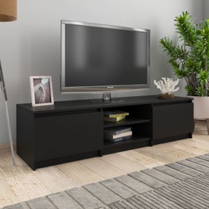 VidaXL Set Parete Attrezzata Porta TV Con Luci LED 5 Pz Nero Lucido - 3