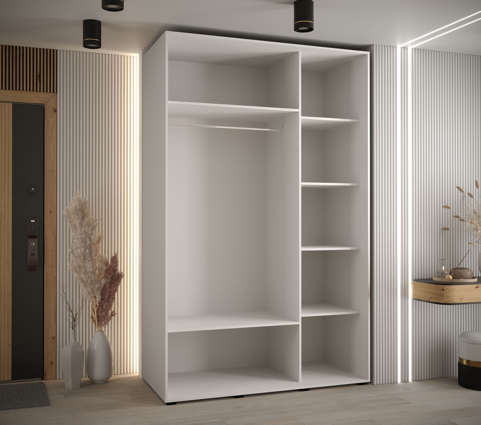 Szafa przesuwna z lustrem wysoka Davos 3 160 x 60 x 235,2 cm biały + czarny + u. czarny - Abiks Meble - 2