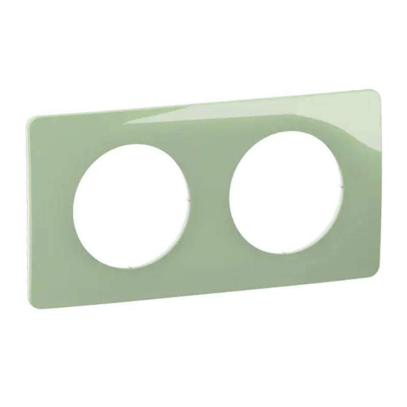 Plaque Double Legrand Sagane Xelio - Laqué Vert - Réf. 85227 - 2 Postes Horizontal - Neuf