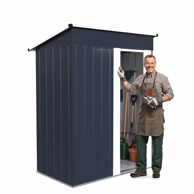 Domek narzędziowy metalowy ogrodowy 161x92x189 cm szopa schowek na narzędzia FUNFIT GARDEN