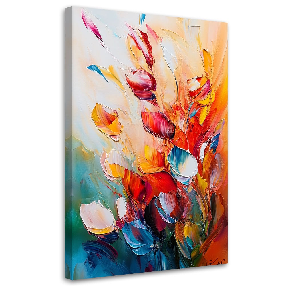 Obraz na płótnie, Kolorowe Kwiaty Efekt Farby Olejnej 40x60