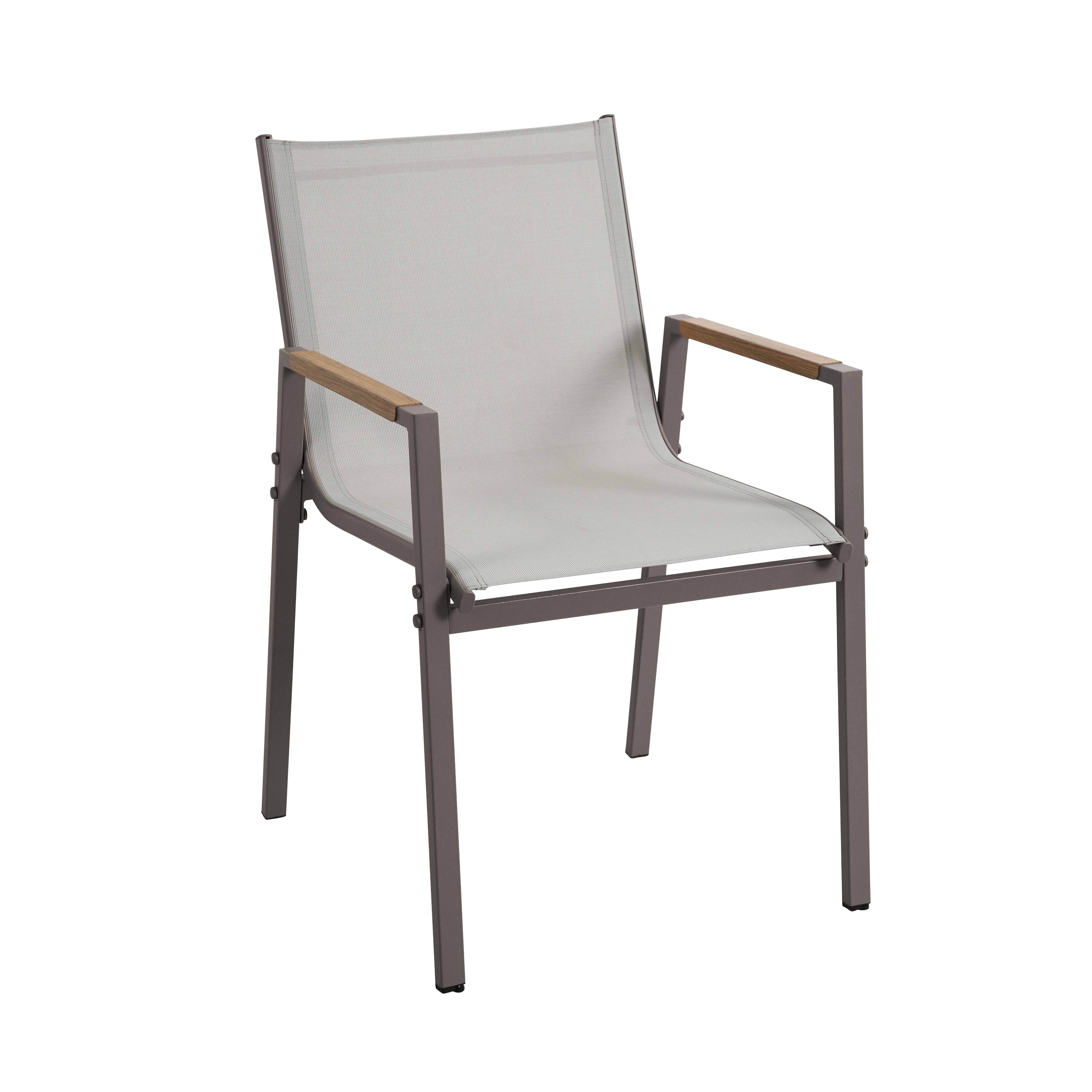 Ensemble table de jardin ovale 150x90 cm et 6 chaises taupe - 6