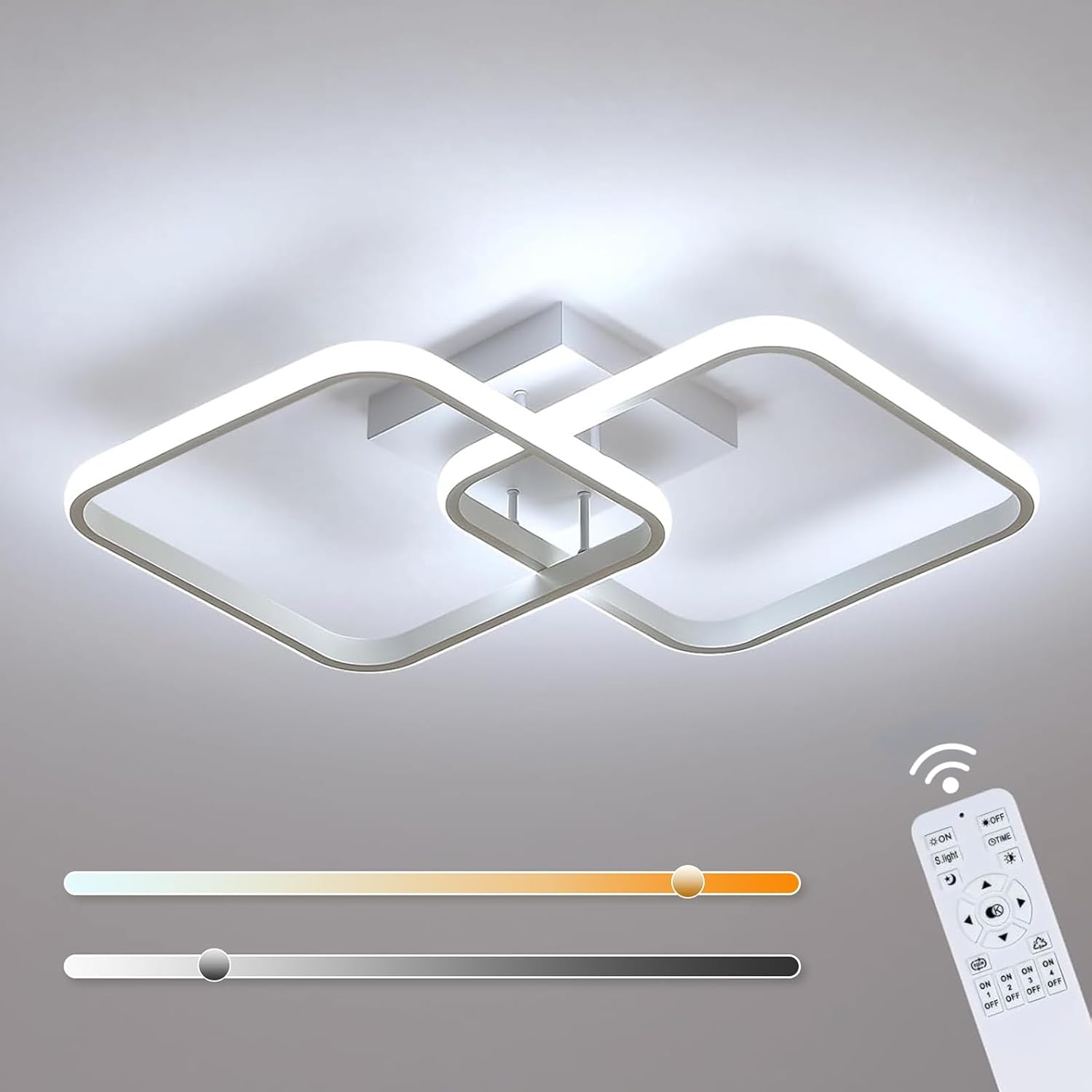 Plafonnier LED Dimmable 48W 5400LM Télécommande - Lumière 3000K-6500K Dia 70cm Blanc