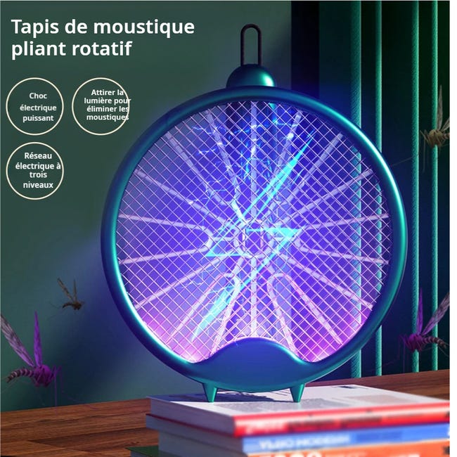 Zapper per insetti, Scacciamosche elettrico pieghevole - Scacciamosche ricaricabile e privo di radiazioni, 3000 V per zanzare e insetti (bianco) - 4