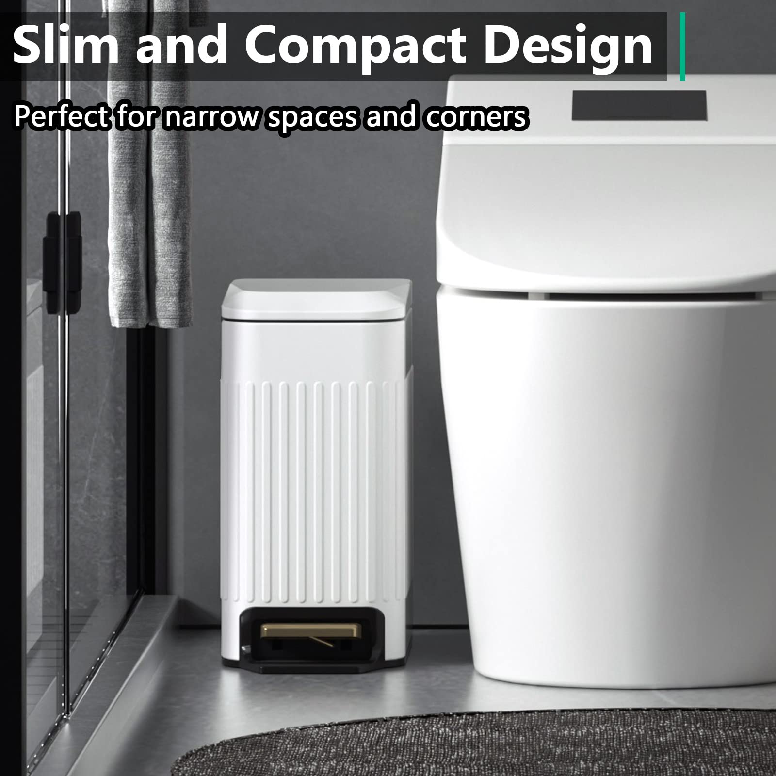 Gaethra 2 Cestino Bagno Pattumiera, Cestino Spazzatura Bagno Piccola da 12 litri, 3 Modalità di Funzionamento, Cestino Intelligente Silenzioso e Impermeabile, per Cucina, Ufficio, Soggiorno