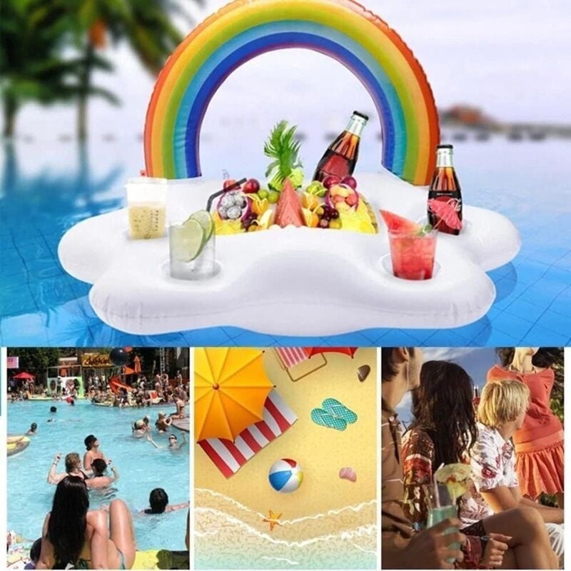 Porte-gobelet gonflable arc-en-ciel nuage flottant pour salade de ...