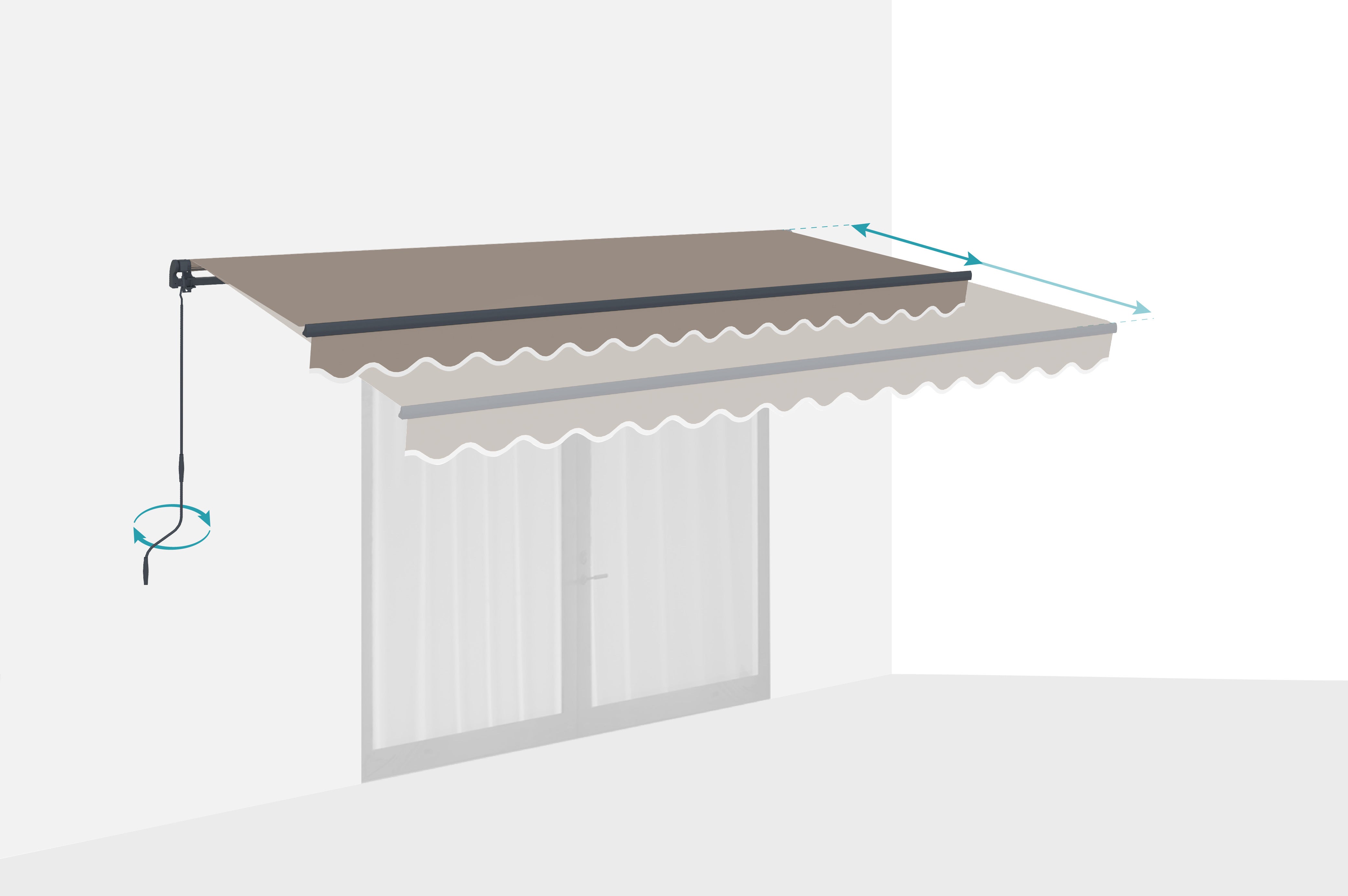 Store banne monobloc VECCHIO 4m x 3m - Toile premium 320g/m2 Taupe - 5