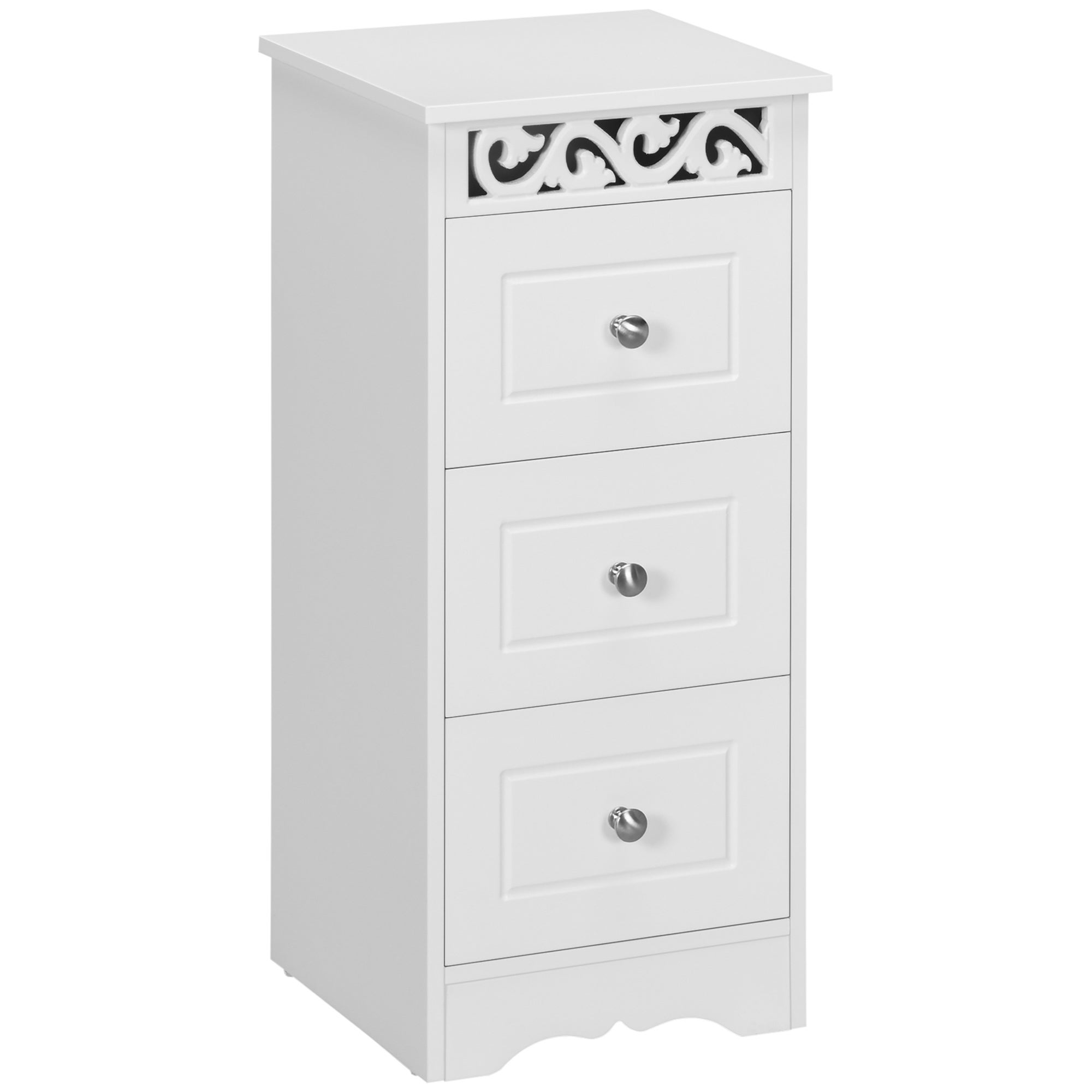 Armario de almacenamiento cajonera blanca cómoda con 3 cajones para cocina comedor salón dormitorio 29,8x29,8x68,5 cm