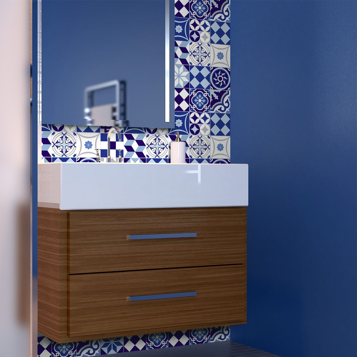 9 adesivi piastrelle di cemento azulejos gabiana - Sticker adesivo - adesivi murali - 9stickers20x20cm - 5