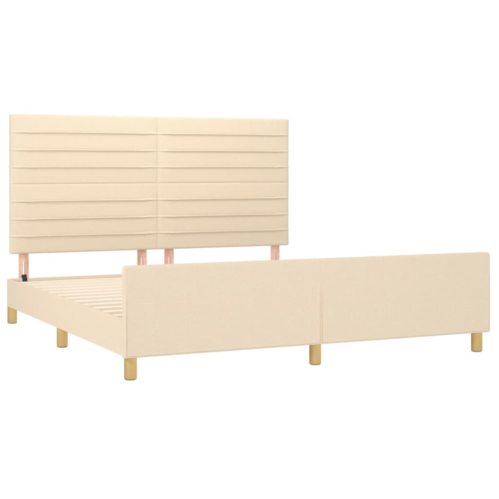 Cadre de lit sans matelas crème 160 x 200 cm tissu - 4