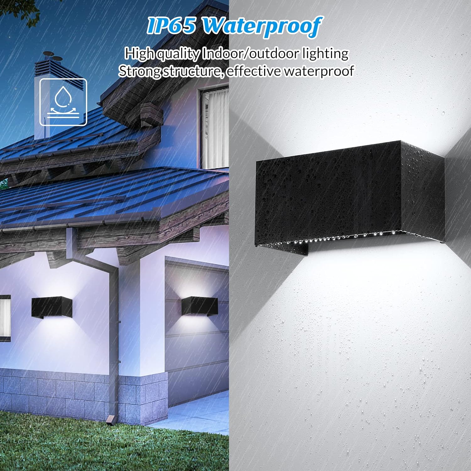 Applique Murale Interieur LED 24W Lampe Exterieur Étanche IP65 Angle de Faisceau réglable LED Apliques Murales Moderne Noir et Blanc Chaud 3000K - 2