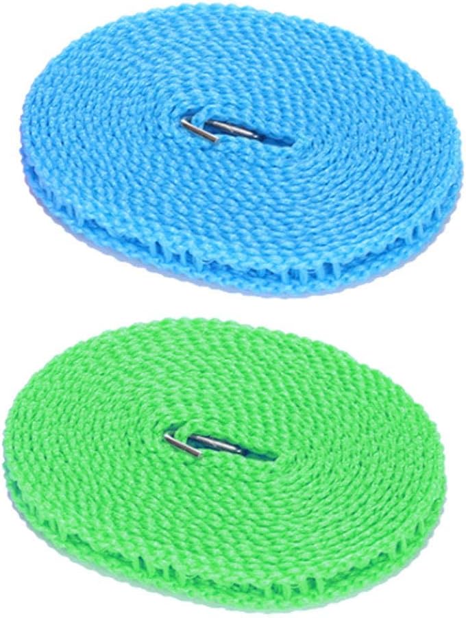 Wiatroodporna nylonowa linka do suszenia ubrań, 2 sztuki, przenośna, do podróży, idealna na kemping i na świeżym powietrzu.