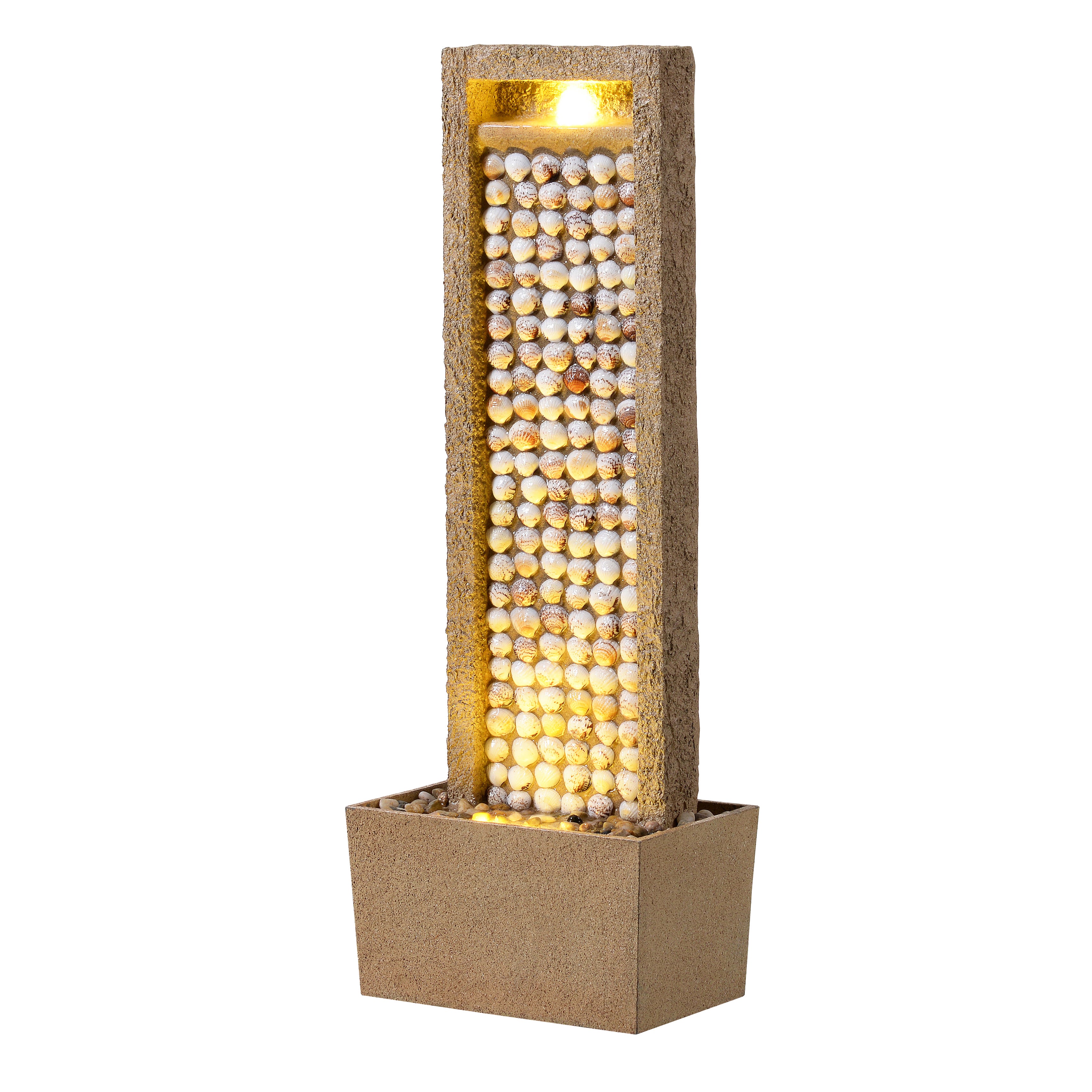 Fontaine haute jardin LED coquillages design,Marron, 92cm, TEAMSON HOME - 4