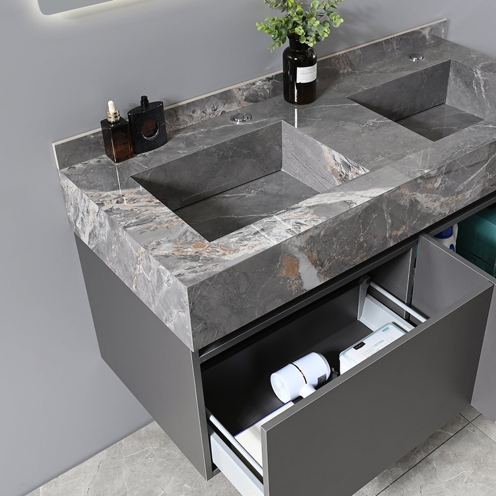 Meuble salle de bain double vasque VICTORIA 120 cm + miroir - 8
