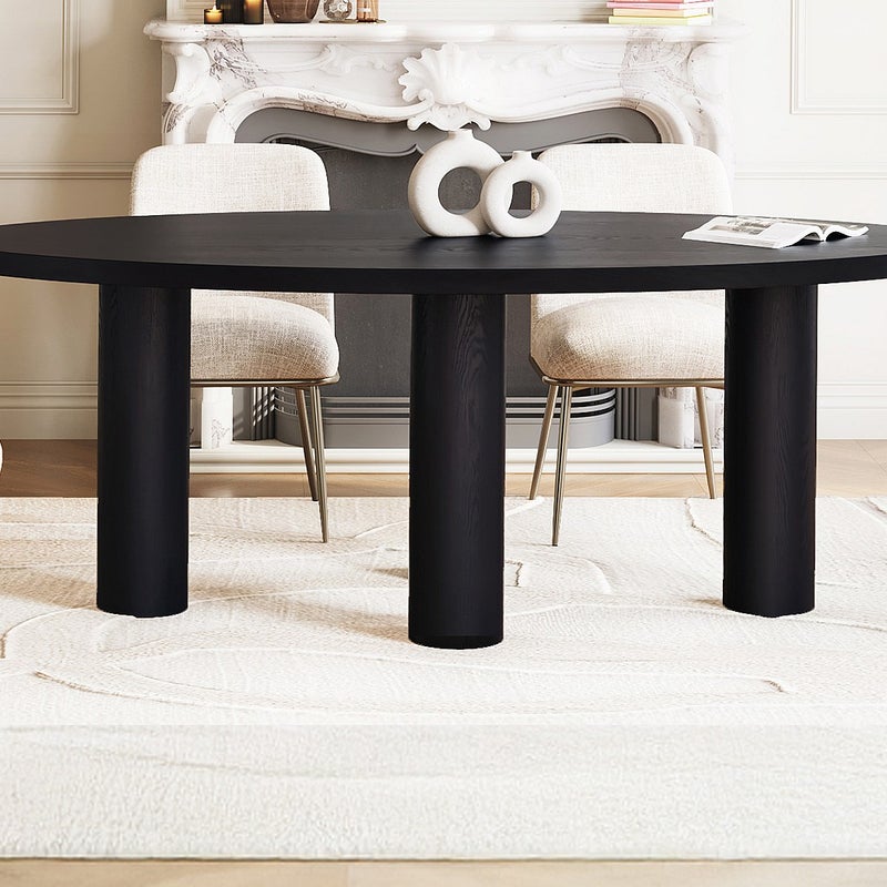 Stół do jadalni dla 8 osób z okleiną jesionową - Czarny - FALYN