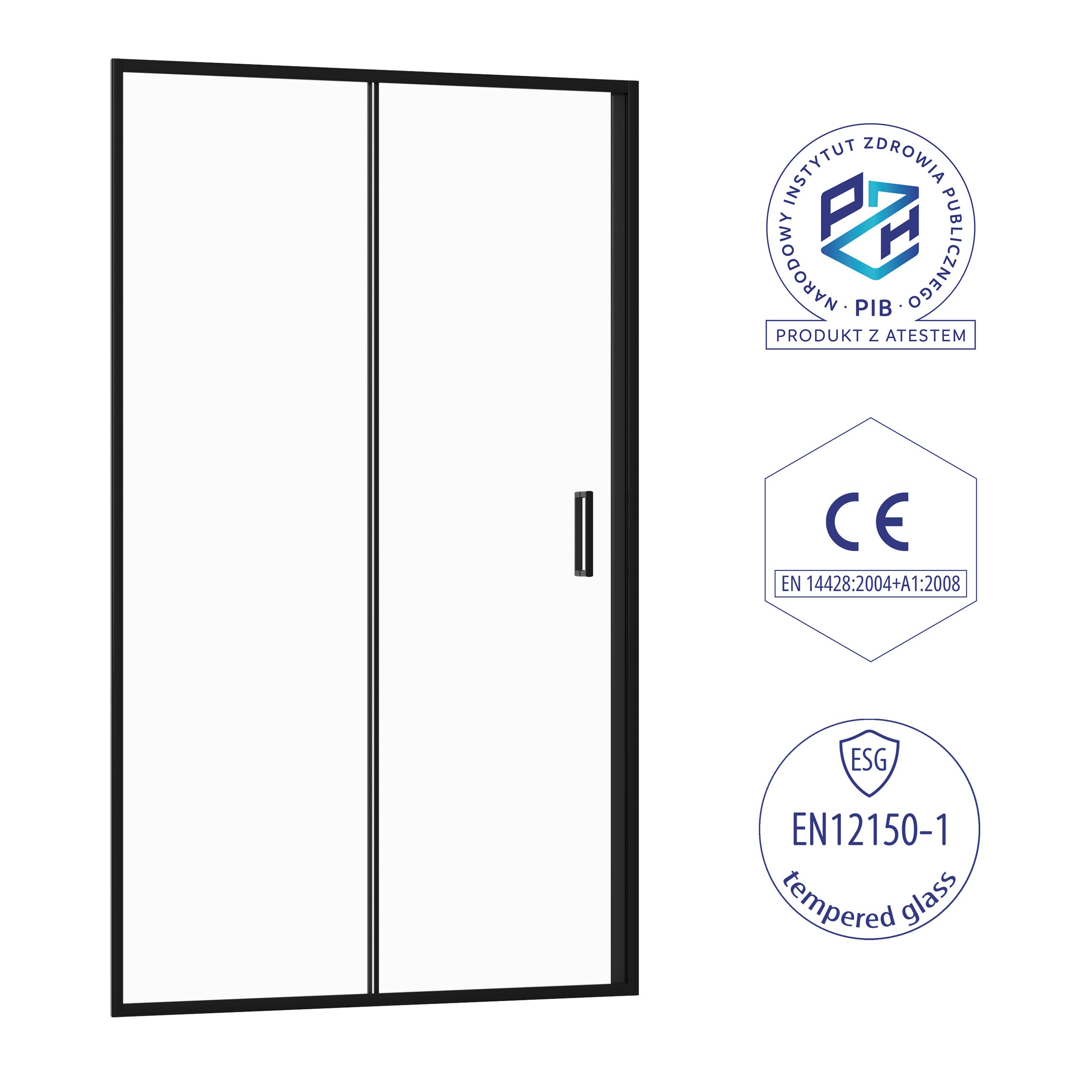 Drzwi prysznicowe przesuwne ASAMA SEVANTE 110 cm czarne 1 szt. - 7