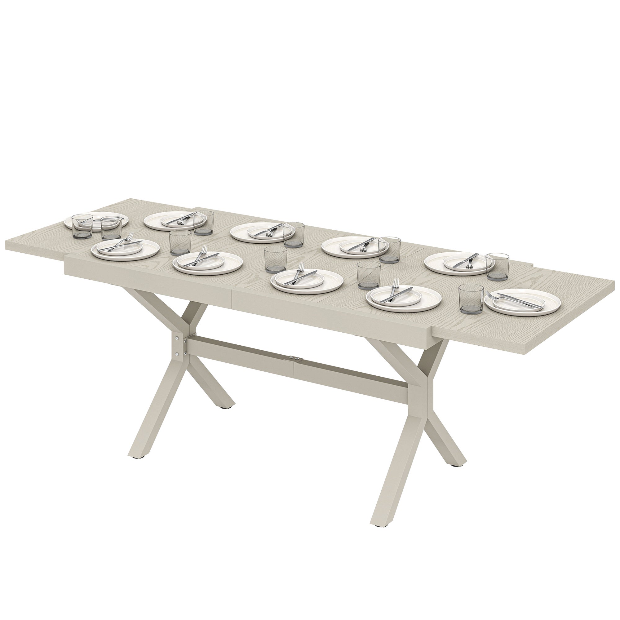 Table de jardin extensible pour 8 à 10 personnes, aluminium et acier - gris - 154/214x85x73 cm - 2