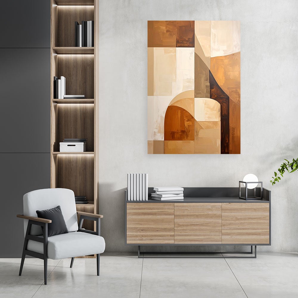 Obraz do salonu sypialni kuchni, Geometryczna kompozycja w odcieniach beżu 70x100 - 2